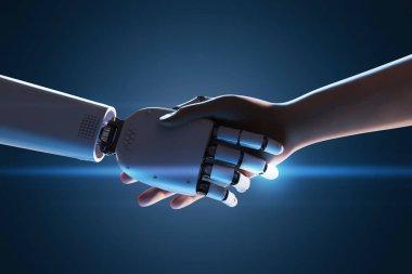 İnsanlarla robot el sıkışması