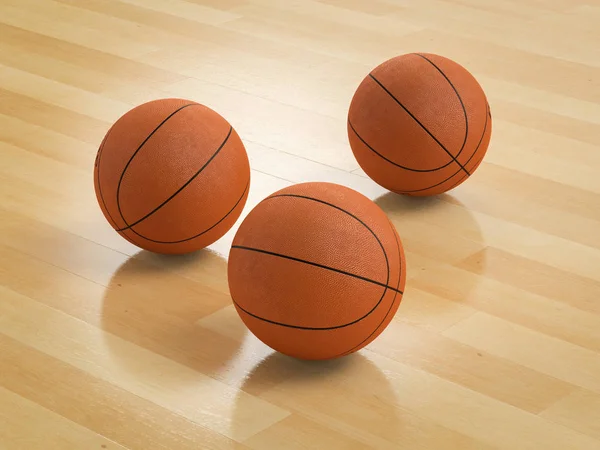 Bola basket di lantai — Stok Foto