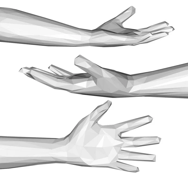 Set of polygonal hands — 스톡 사진