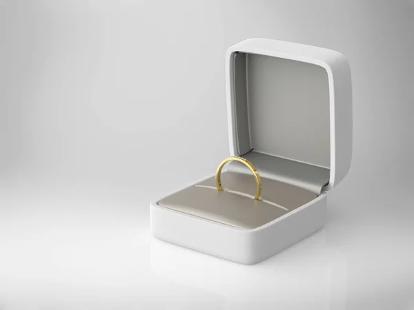 Anel de diamante na caixa branca — Fotografia de Stock