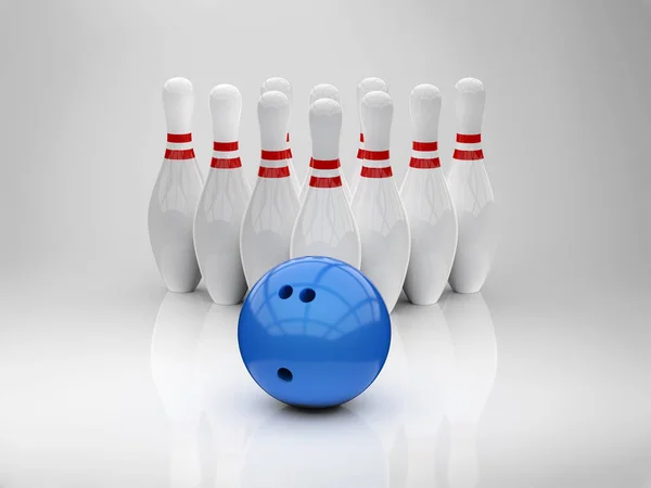 Bowlingová koule a kolíky — Stock fotografie