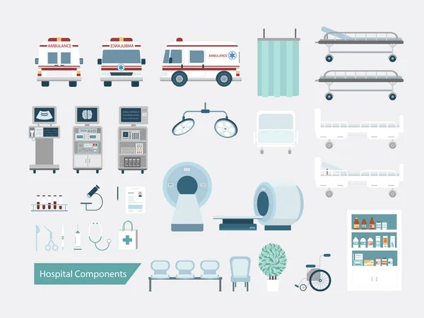 Set of hospital components — 스톡 벡터
