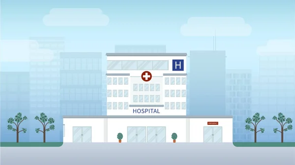 Ziekenhuisgebouw Exterieur Stad Vector Illustratie — Stockvector