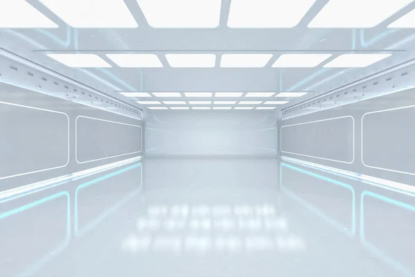 3Dレンダリングインテリア白ときれいな空の部屋や工場 — ストック写真
