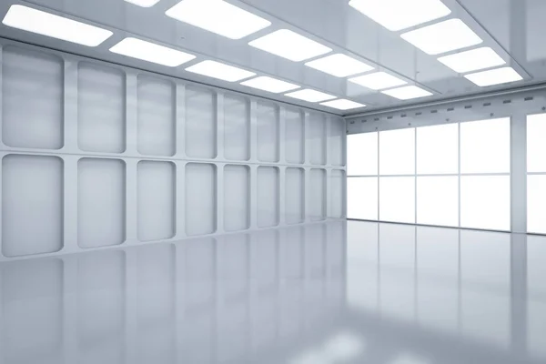 Rendering Interior White Clean Empty Room Factory — Stock Photo, Image