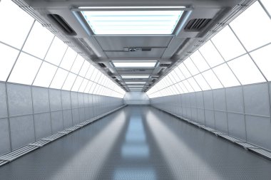 3D iç mekan beyaz ve temiz boş oda veya fabrika 