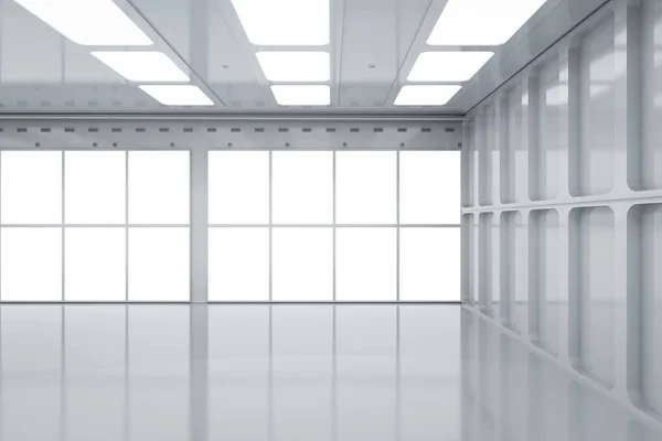 3D使室内白净空荡荡的房间或工厂 — 图库照片