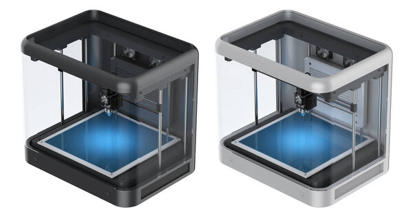 3d rendering 3d printer with injector nozzle isolated
