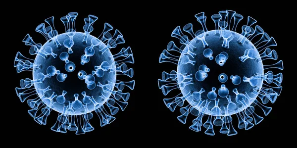 Rendering Ray Coronavirus Sejt Vagy Covid Sejt Izolált Fekete — Stock Fotó