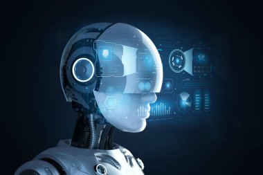 Grafik görüntülü 3D kadın cyborg