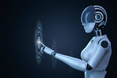 Grafik görüntülü 3D kadın cyborg