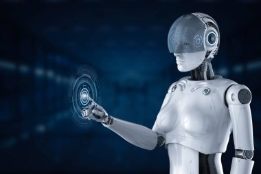 Grafik görüntülü 3D kadın cyborg