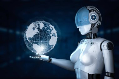 Grafik görüntülü 3D kadın cyborg