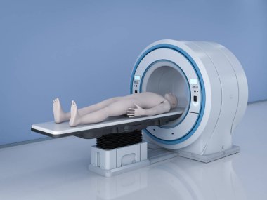 3d render mri tetkik makinesi veya manyetik rezonans görüntüleme cihazı