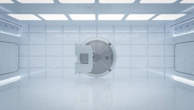 3D iç kasa kapısı açık.