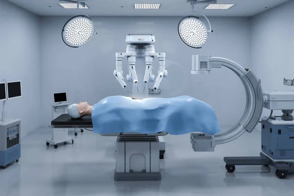 Conceito Tecnologia Médica Com Robô Cirurgia Renderização Sala Cirurgia — Fotografia de Stock
