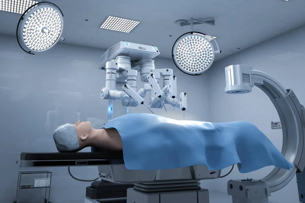 Medische Technologie Concept Met Rendering Chirurgie Robot Operatiekamer — Stockfoto