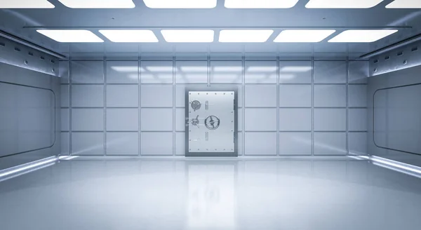 3d rendering interior bank vault with rectangle door closed