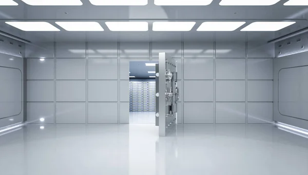 Rendering Interno Banca Volta Con Porta Sbloccare — Foto Stock