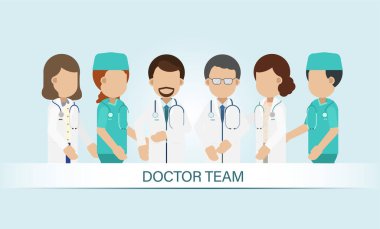 Doktor ekip vektör çizimi için doktor ve cerrah seti