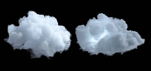 Representación Nube Blanca Aislada Sobre Fondo Negro — Foto de Stock