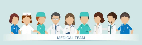 Medicinskt Team Koncept Med Uppsättning Medicinsk Personal — Stock vektor