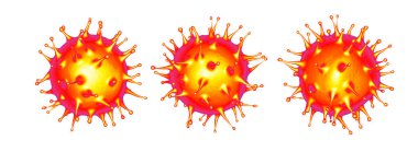 3D görüntüleme kırmızı koronavirüs hücresi veya covid-19 hücre beyaz üzerinde izole