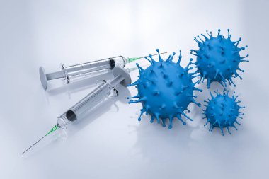 3D Coronavirus hücreleri ya da şırıngalı covid-19 hücreleri