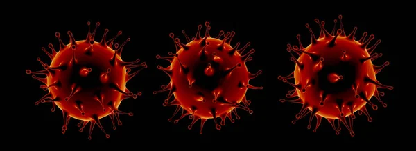3d rendering red coronavirus cell or covid-19 cell isolated on black