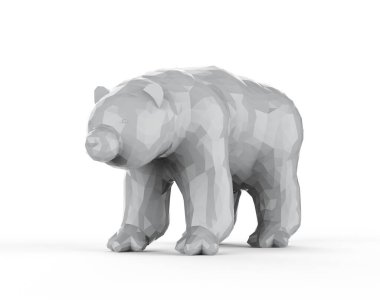 Beyaz arkaplanda üç boyutlu whit çokgen ayısı oluşturuluyor