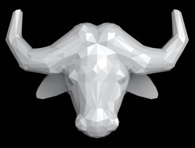 Siyah arkaplanda 3D çokgen bufalo oluşturma
