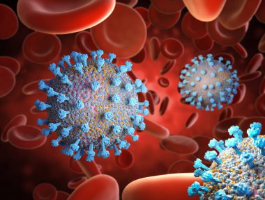 3 boyutlu Coronavirus hücresi ya da covid-19 hücre hastalığı 