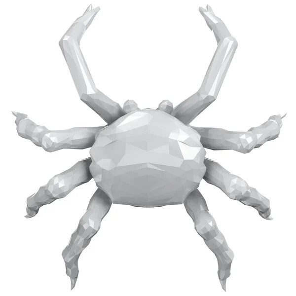 Darstellung Mit Polygonaler Krabbe Auf Weißem Hintergrund — Stockfoto