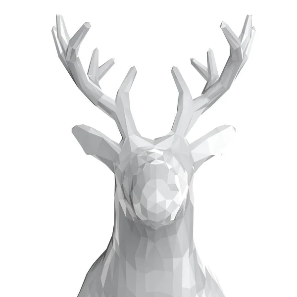 白い背景に白い多角形の鹿を3Dレンダリング — ストック写真