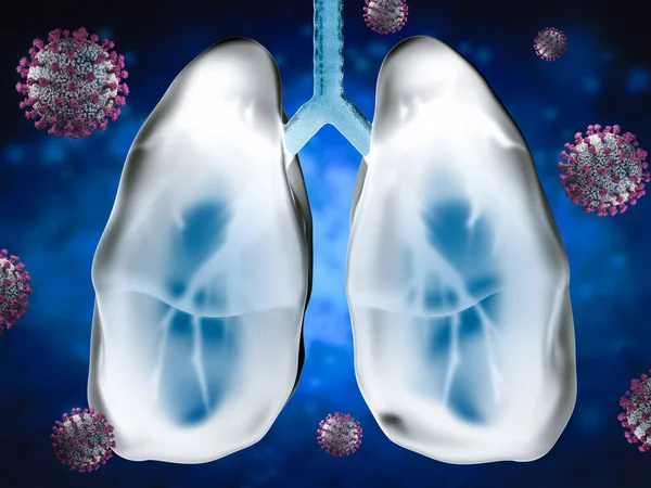 3D在肺组织中表达大肠埃希菌细胞或Covid 19细胞 — 图库照片