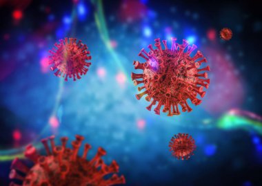 3 boyutlu Coronavirus hücresi ya da covid-19 hücre hastalığı