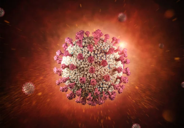 3D可使Coronavirus细胞或Covid 19细胞疾病发生 — 图库照片