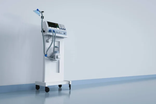 3d rendering medical ventilator machine in hospital