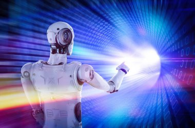 3D görüntüleme siborgu ya da robot parmak izi ikili tünelden parlayan ışığı gösteriyor