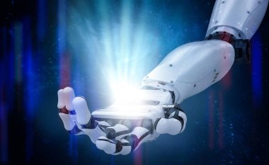 3D, avuç içi açık robot el.