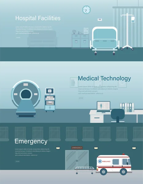 Uppsättning Medicinska Banderoller Platt Design Vektor Illustration — Stock vektor