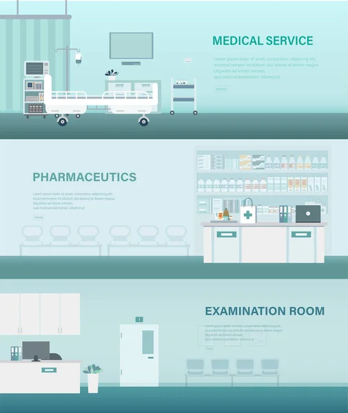 Uppsättning Medicinska Banderoller Platt Design Vektor Illustration — Stock vektor