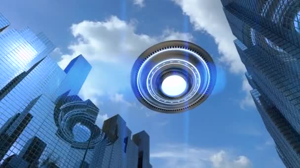 都市のUFOまたはエイリアン宇宙船 — ストック動画