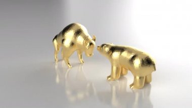 Boğa ve ayı ekonomisi kavramı ile 3D boğa ve ayı karşı karşıya