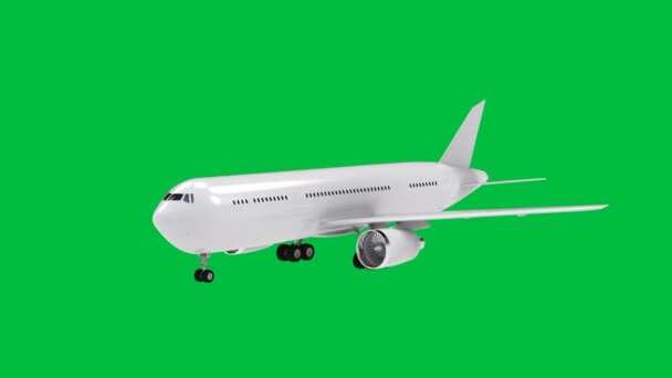 Renderização Avião Voando Fundo Tela Verde — Vídeo de Stock