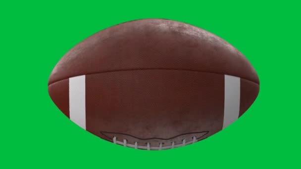 Рендеринг Американский Футбольный Мяч Изолирован Зеленом Фоне Экрана — стоковое видео