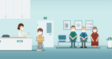 Doktor düz dizayn vektör çizimine aşı verdi.