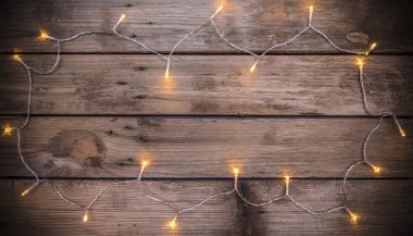 Led ışıklı Noel rustik arka plan