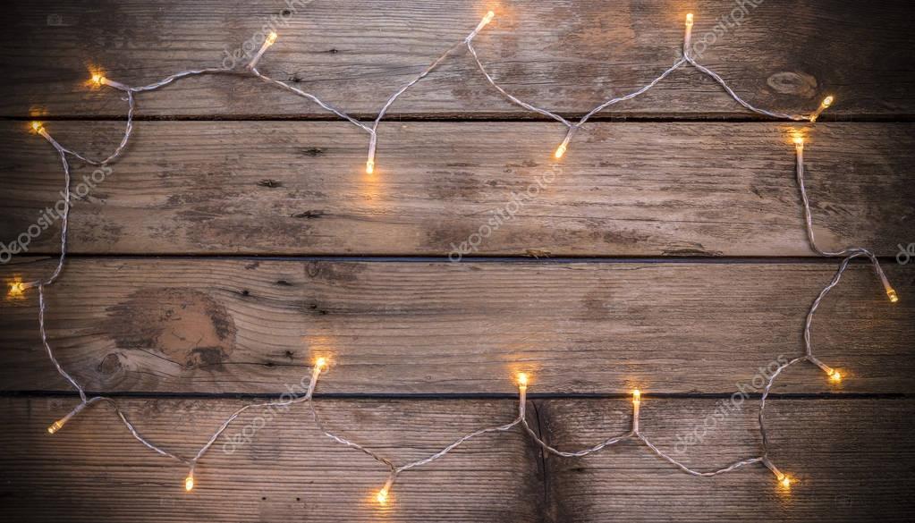 Kerstmis rustieke achtergrond met led verlichting — Stockfoto ... Kerstmis rustieke achtergrond met led verlichting — Stockfoto ...