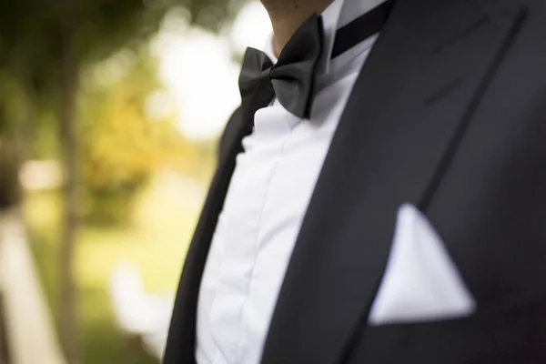 Açık havada takım elbiseli damat — Stok fotoğraf